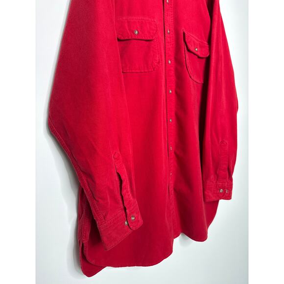 Vintage 80's EMS by Woolrich Red Cotton Button Shirt XL Long Made in USA - Picture 6 of 14